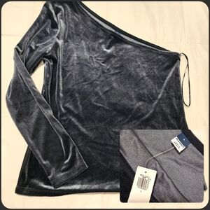 Velvet Blue One Shoulder Top